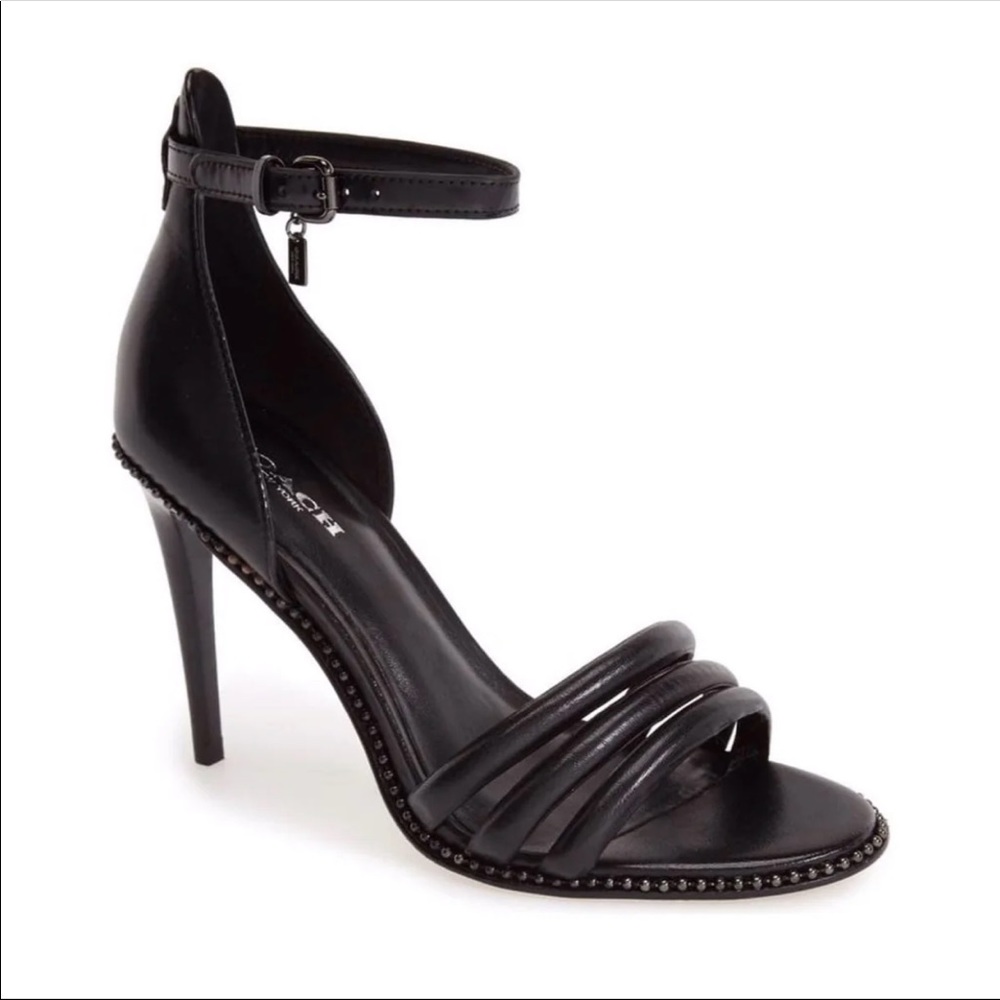 Coach Illiana black leather strappy heel
